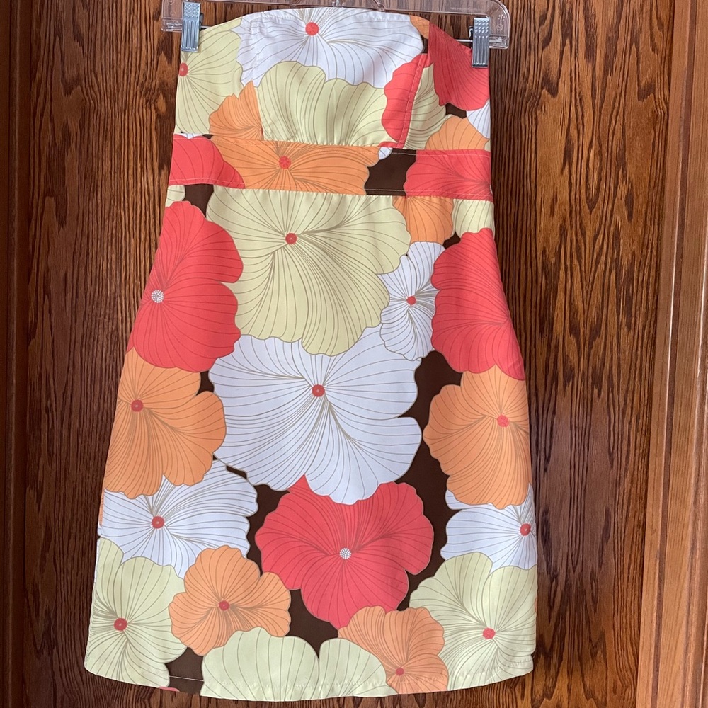Floral Strapless Dress - Multicolor Reversible